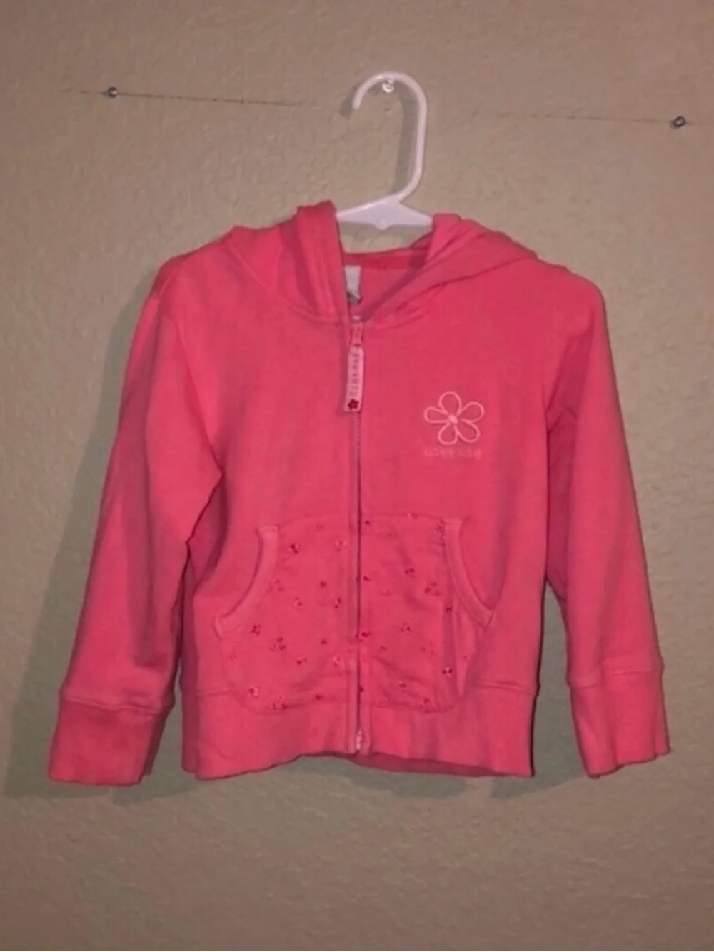 OshKosh Jacket Y2K Coral Pink Zip Up Long Sleeve Casual Hoodie Girls Sz 2T